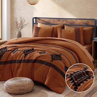 Embroidery Boho Western 7 pc Bed In A Bag Farmhouse Soft Cozy Bedding Set
