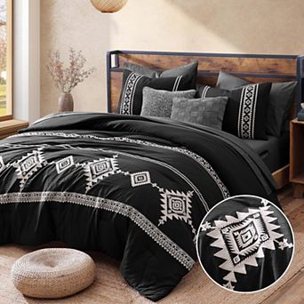 Embroidery Boho Farmhouse 7 pc Bed In A Bag Bedding Set