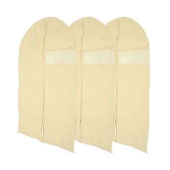 39.37"x23.62" Dustproof Visual Garment Bag for Closet Beige 3 pc Beige
