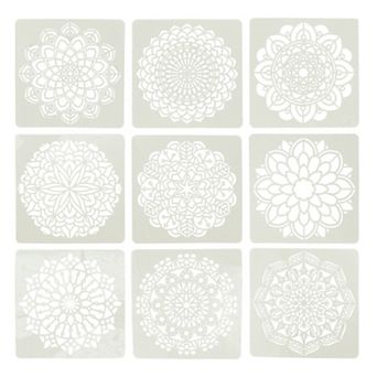 5.98" 9 pc Painting Stencils Reusable Stencil, Templates Stencils for Painting Milky White