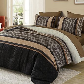7 pc Striped Bed In A Bag Set Soft Microfiber Easy Care Bedding