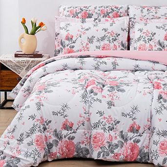 7 pc Vintage Printed Soft Microfiber All Season Bed In A Bag Bedding Set