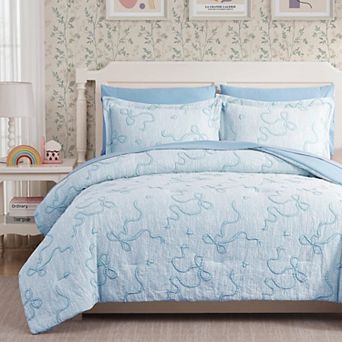 Bow Knot Tufted 7 pc Bed In A Bag Bedding Set