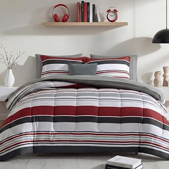 7 pc Striped Bed In A Bag Bedding Set All Season Cozy Easy Care