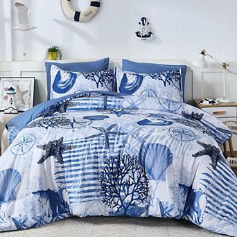 7 pc Nautical Seaweed Starfish Soft All Season Bedding Set