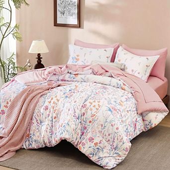 7 pc Floral Botanical Bedding Set Soft All Season Cozy Bedroom Decor