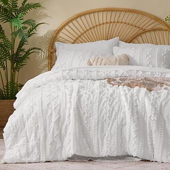 7 pc Boho Farmhouse Bed In A Bag Tufted Down Alternative Bedding Set