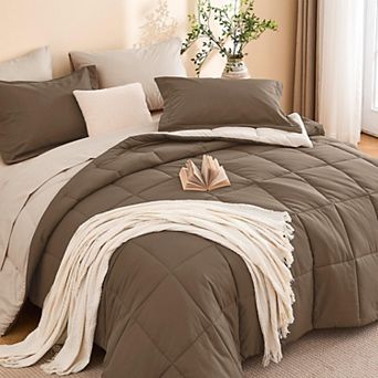 7 pc Reversible All Season Bed In A Bag Set Breathable Microfiber Bedding