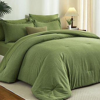 High Density Faux Linen Bed In A Bag All Season Bedding Set