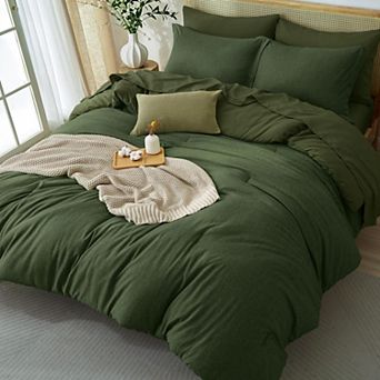 120 GSM High Density Faux Linen All Season Bed In A Bag Bedding Set