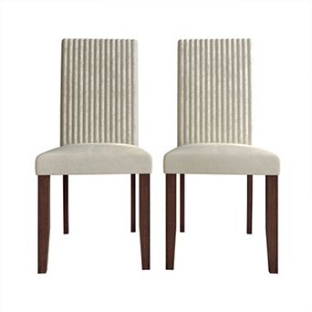 Brown Wooden Dining Chair with Velvet Cover, Set of 2