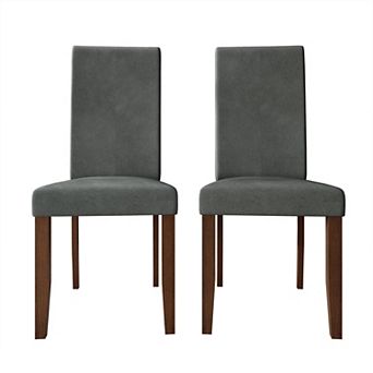 Brown Wooden Dining Chair with Velvet Cover, Set of 2