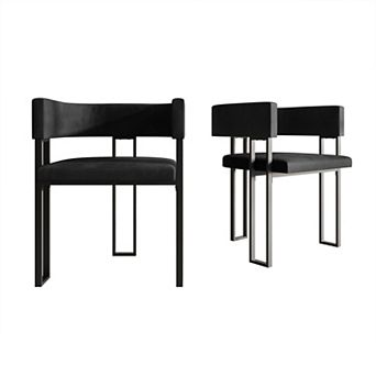 Black Metal Velvet Dining Chair, Set of 2