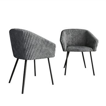 Black Metal Velvet Dining Chair, Set of 2