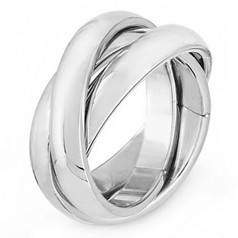 Women's Polished Interconnected Links Stainless Steel Ring