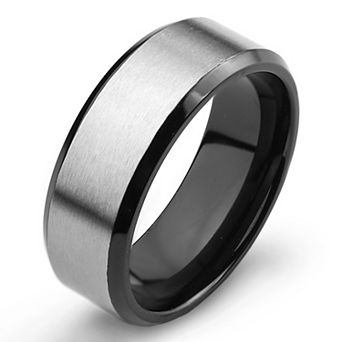 Men's Brushed Finish Two-Tone Titanium Ring