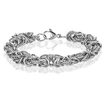 ELYA Women's Polished Intricate Byzantine Steel Bracelet