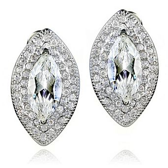 ELYA Marquise Cubic Zirconia Sterling Silver Earrings (21mm)