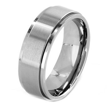 Men's Brushed and Polished Beveled Titanium Ring - 7mm