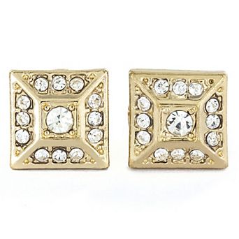 Micro Pave Crystal Square Pyramid Stud Earrings