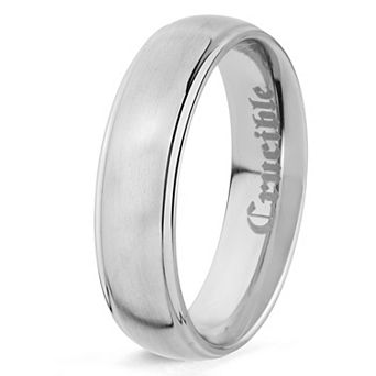 Men's Titanium Brushed and Polished Grooved Ring 6mm