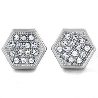 Micro Pave Crystal Geometric Hexagon Stud Earrings