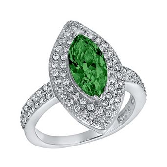ELYA Large Marquise Cubic Zirconia Halo Sterling Silver Ring