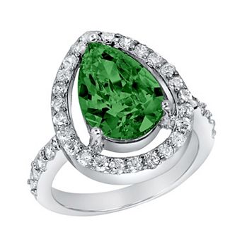 ELYA Large Pear-Cut Cubic Zirconia Halo Sterling Silver Ring