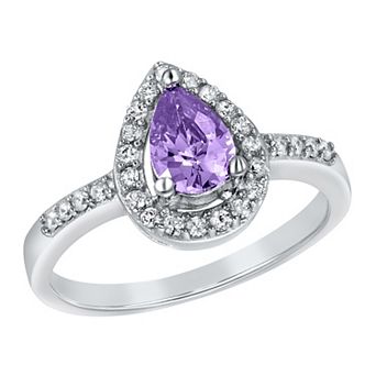 ELYA Pear-Cut Cubic Zirconia Halo Sterling Silver Ring