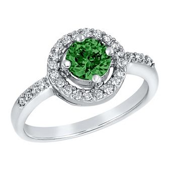 ELYA Round Cubic Zirconia Halo Sterling Silver Ring