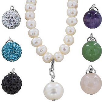 Women's Pearl and Crystal Charm Interchangeable Bracelet Set