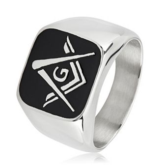 Men's Masonic Shield Two-Tone Stainless Steel Ring