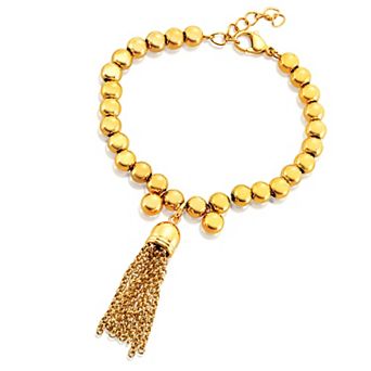 ELYA Polished Bead Tassel Bead Stainless Steel Bracelet (6mm) - 6.5"