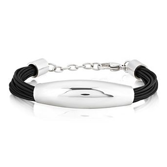 ELYA Women's Polished Elongated Tube Multi-Strand Leatherette Bracelet