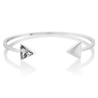 ELYA Women's Trilliant-Cut Cubic Zirconia Steel Cuff Bracelet