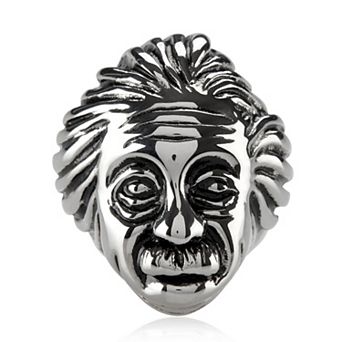 Men's Polished Albert Einstein Stainless Steel Ring