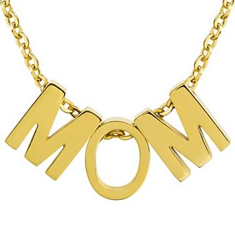ELYA Polished Gold Overlay 'MOM' Stainless Steel Necklace - 18"