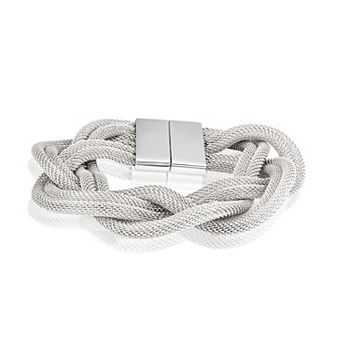 ELYA Women's Polished Braided Mesh Chain Steel Bracelet