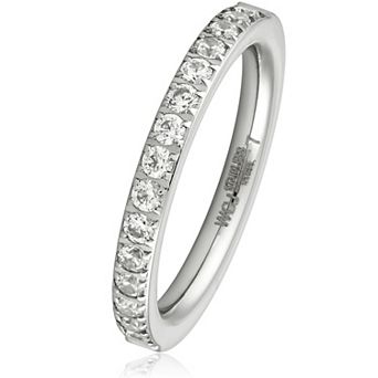 ELYA Women's Polished Prong-Set Cubic Zirconia Stainless Steel Ring