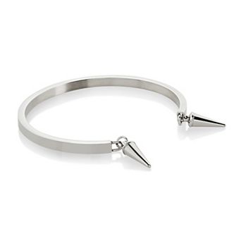 ELYA Women's Polished Cone Charms Steel Cuff Bracelet
