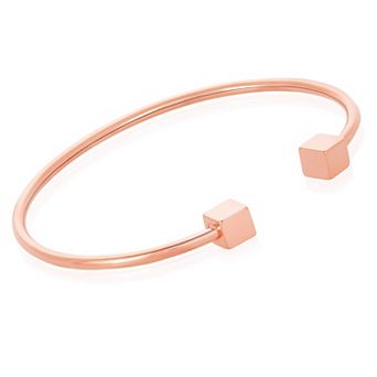 Women's Polished Cube Ends Steel Cuff Bracelet