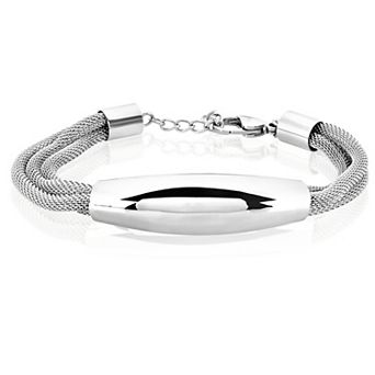 ELYA Women's Polished Curved Tube Twisted Mesh Bracelet