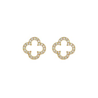 Sterling Silver 18k Gold Plated Aria Clover Stud Earrings Daily Luck
