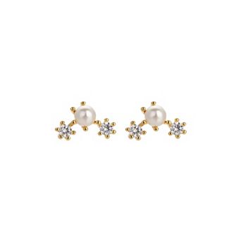 Sterling Silver 18k Gold Plated Dawn Pearl Stud Earrings Trendy Minimal