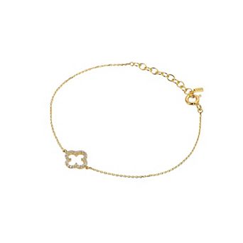 Sterling Silver 18k Gold Plated Aria Clover Bracelet Daily Minimal