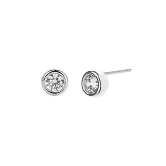 Sterling Silver 18k Gold Plated Margot Stud Earrings Crystal Minimal