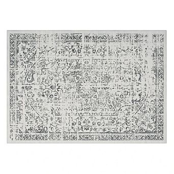 Vintage Area Rug Washable Floor Carpet Floral Retro Rug for Office Dining Room Bedroom