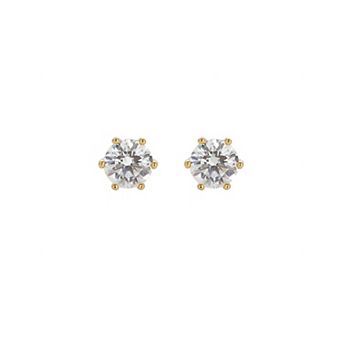 Sterling Silver 18k Gold Plated Estelle Stud Earrings Sparkle Trendy