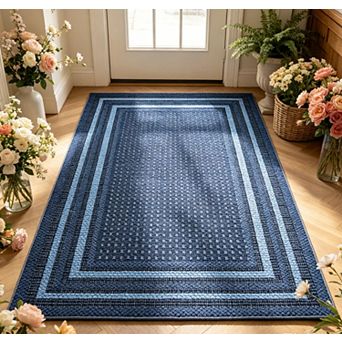 Washable Rugs Modern Bordered Area Rugs for Living Room Geometric Print Carpet Carpets