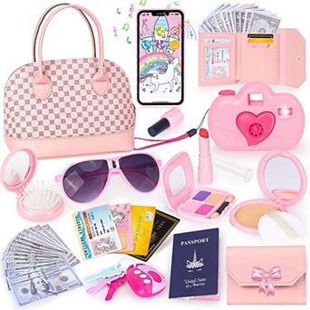 35 pc Play Purse Pretend Princess Handbag Camera Phone Wallet Key Gift 3 6+